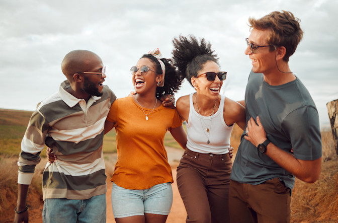 Happy friends with prescription sunglasses joy of sight